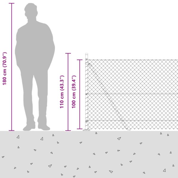 vidaXL Retiazkové pletivo s 7 vyklápacími stĺpikmi 1x10 m Zinkovaná oceľ – Obrázok 8