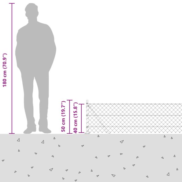 3351234_12.jpg vidaXL Oplôtok z reťaze s 7 prírubkovými stĺpikmi 0,4x10 m galvanizovaná oceľ – Obrázok 12