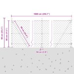 vidaXL Retiazkový plot so 7 prírubovými stĺpikmi 0.8x10 m z pozinkovanej ocele – Obrázok 8