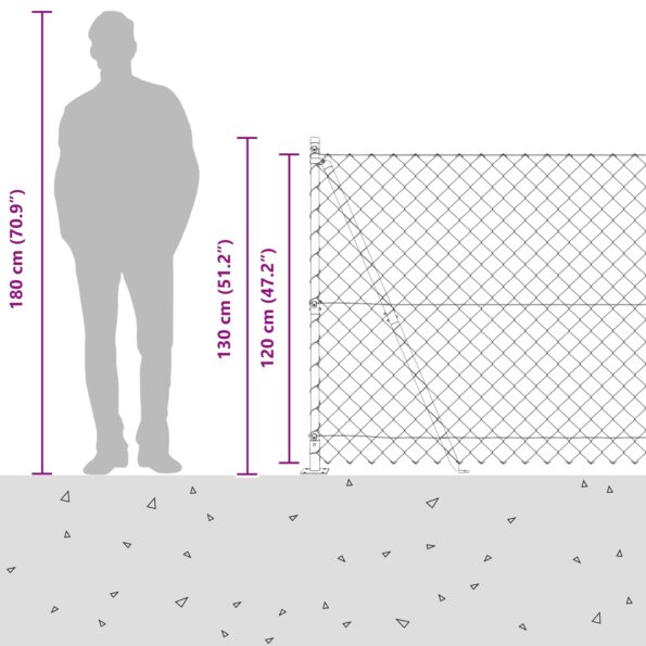 3351238_7.jpg vidaXL Retiazkový plot s 7 zaflánenými stĺpmi 1.2x10 m Pozinkovaná oceľ – Obrázok 7