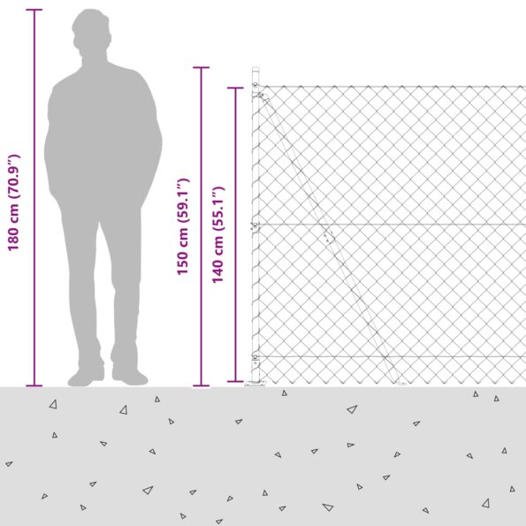 vidaXL Retiazkový plot so 7 flitrovými stĺpmi 1.4x10 m pozinkovaná oceľ – Obrázok 8