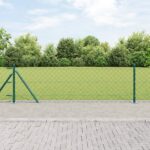 vidaXL Reťazové Oplotenie s 13 Flangovanými Stĺpmi 0.4x25 m Pozinkovaná Oceľ