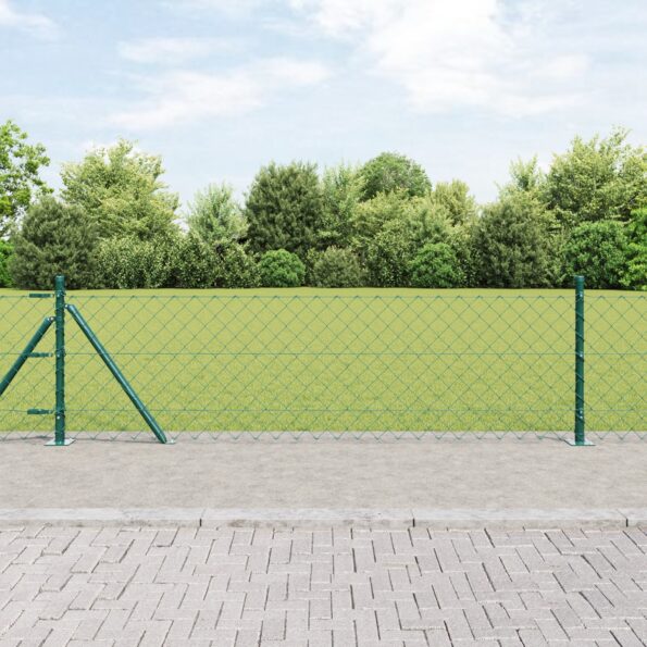 3351246_1.jpg vidaXL Reťazové Oplotenie s 13 Flangovanými Stĺpmi 0.4x25 m Pozinkovaná Oceľ – Obrázok 1