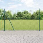 vidaXL Reťazový plot s 13 flanged stĺpmi 1,6x25 m pozinkovaná oceľ