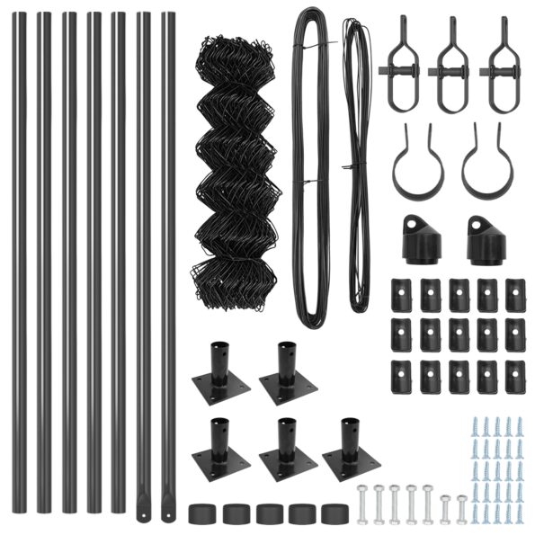 vidaXL Reťazový plot s 7 flanskovými stĺpikmi 0.4x10 m pozinkovaná oceľ – Obrázok 5