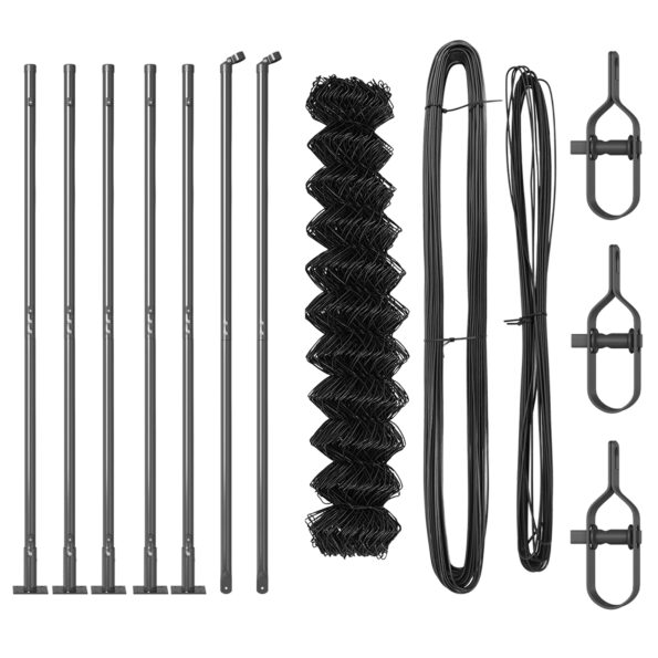 3351264_4.jpg vidaXL Oplotenie z reťazovej siete s 7 prevlečnými stĺpikmi 0.8x10 m Galvanizovaná oceľ – Obrázok 4