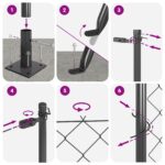 vidaXL Reťazový plot s 7 vyčnievajúcimi stĺpmi 1.4x10 m z pozinkovanej ocele – Obrázok 12