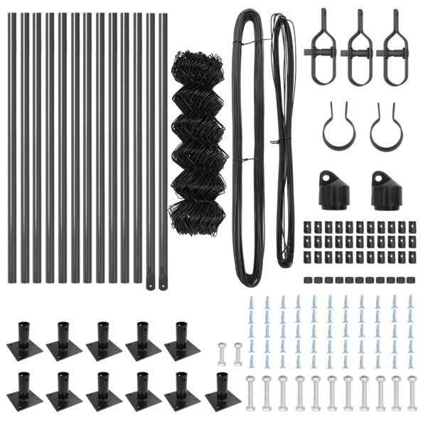 vidaXL Retiazkový plot s 13 prírubovými stĺpmi 0.4x25 m pozinkovaná oceľ – Obrázok 5