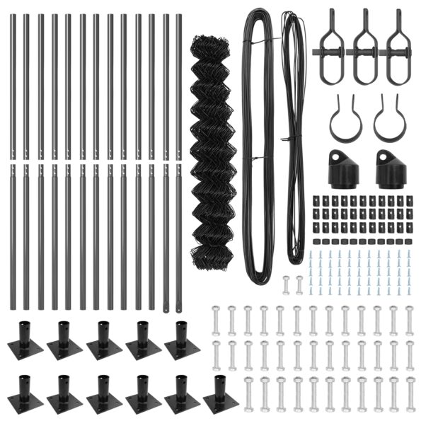 vidaXL Reťazový plot s 13 plánickými stĺpikmi 1x25 m z pozinkovanej ocele – Obrázok 5