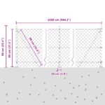 vidaXL Reťazový plot Sada 2 Sivý Kov, Plast 25 x 0.8 m Trvácny – Obrázok 13