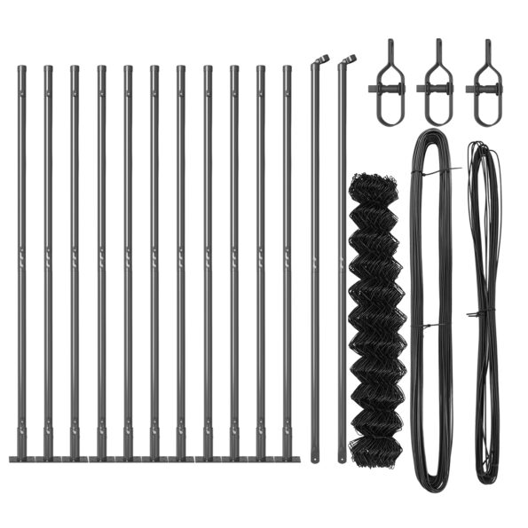 vidaXL Reťazový plot Sada 2 Sivý Kov, Plast 25 x 0.8 m Trvácny – Obrázok 4