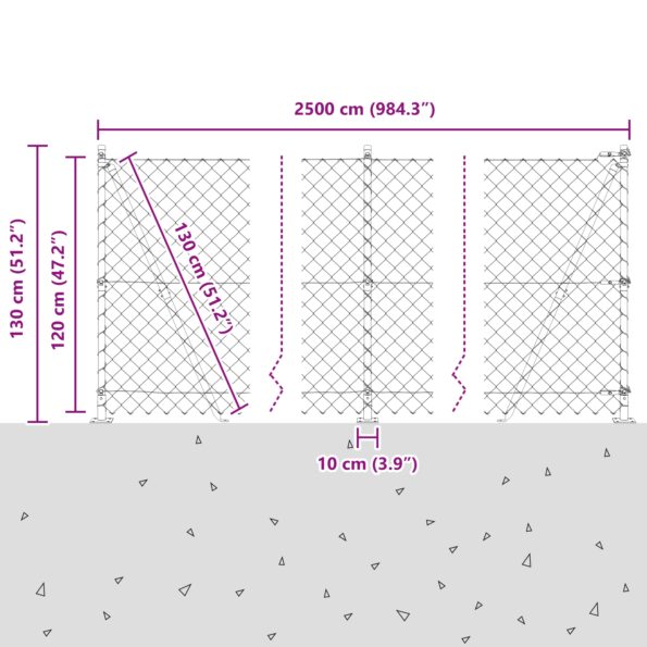 3351278_13.jpg vidaXL Retiazkový plot s 13 prírubovými stĺpmi 1.2x25 m Galvanizovaná oceľ – Obrázok 13