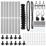 vidaXL Retiazkový plot s 13 prírubovými stĺpmi 1.2x25 m Galvanizovaná oceľ – Obrázok 5