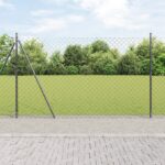 vidaXL Reťazový plot s 13 kruhovými stĺpmi 1.4x25 m galvanizovanej ocele