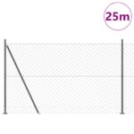 vidaXL Reťazový plot s 13 kruhovými stĺpmi 1.4x25 m galvanizovanej ocele – Obrázok 3
