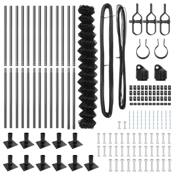vidaXL Reťazový plot Sada 2 Sivý Oceľ s práškovou povrchovou úpravou – Obrázok 5