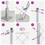 vidaXL Stĺp na plot. Strieborná 10 x 1,2 m (40 x 40 mm mriežka) Oceľ – Obrázok 12