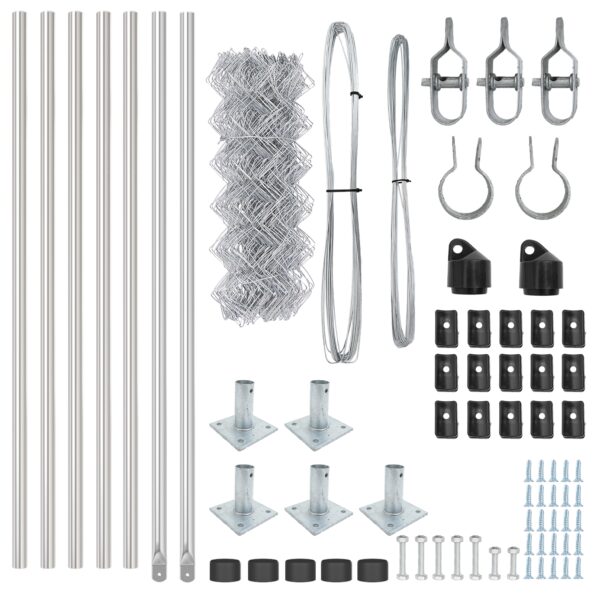vidaXL Reťazový plot s 7 flandrovými stĺpmi 0.4x10 m pozinkovaná oceľ – Obrázok 5