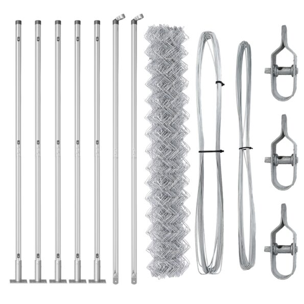 vidaXL Reťazová brána s 7 príchytnými stĺpmi 1.6x10 m Pozinkovaná oceľ – Obrázok 4