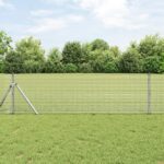 vidaXL Zvarený drôt s 7 stĺpikmi 0.4x10 m z pozinkovanej ocele