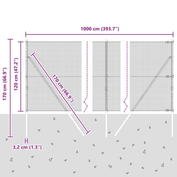 3351577_12.jpg vidaXL Zváraný drôtený plot s 7 stĺpmi 1,2x10 m Pozinkovaná oceľ – Obrázok 12