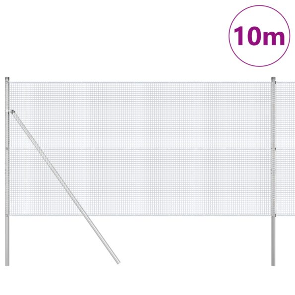 vidaXL zváraný drôtený plot s 7 stĺpmi 1.4x10 m z pozinkovanej ocele – Obrázok 3