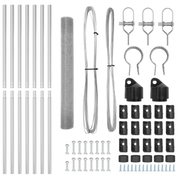 vidaXL zváraný drôtený plot s 7 stĺpmi 1.4x10 m z pozinkovanej ocele – Obrázok 5