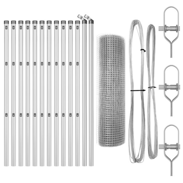 vidaXL zváraný drôtový plot s 13 stĺpikmi 0.4x25 m pozinkovaná oceľ – Obrázok 4
