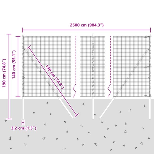3351617_12.jpg vidaXL Zvarené drôtové oplocenie s 13 stĺpmi 1.4x25 m z pozinkovanej ocele – Obrázok 12