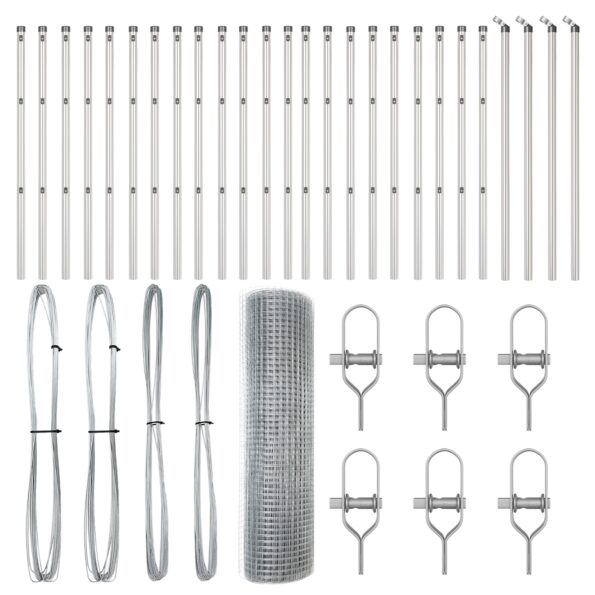 vidaXL zvarový drôtový plot s 13 stĺpikmi 0.6x50 m pozinkovaná oceľ – Obrázok 4