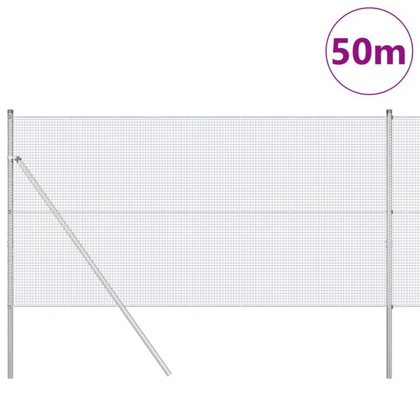 3351642_3.jpg vidaXL zvárané drôtené oplotenie s 13 stĺpikmi 1x50 m pozinkovaná oceľ – Obrázok 3