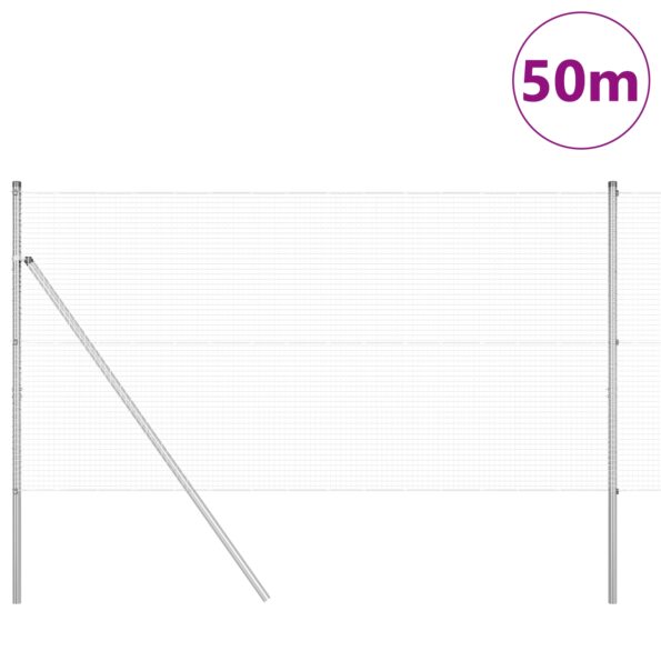 3351643_3.jpg vidaXL Zváraný drôtový plot s 13 stĺpmi 1x50 m Galvanizovaná oceľ – Obrázok 3
