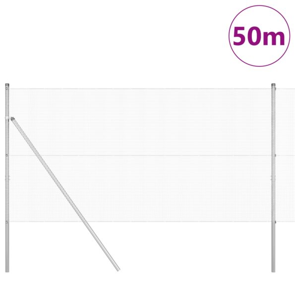 VidaXL zváraný drôtový plot s 13 stĺpmi 1.4x50 m pozinkovaná oceľ – Obrázok 3