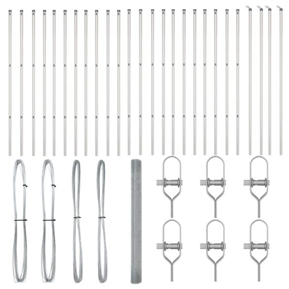 vidaXL Zváraný drôtový plot s 13 stĺpikmi 1.5x50 m z pozinkovanej ocele – Obrázok 4