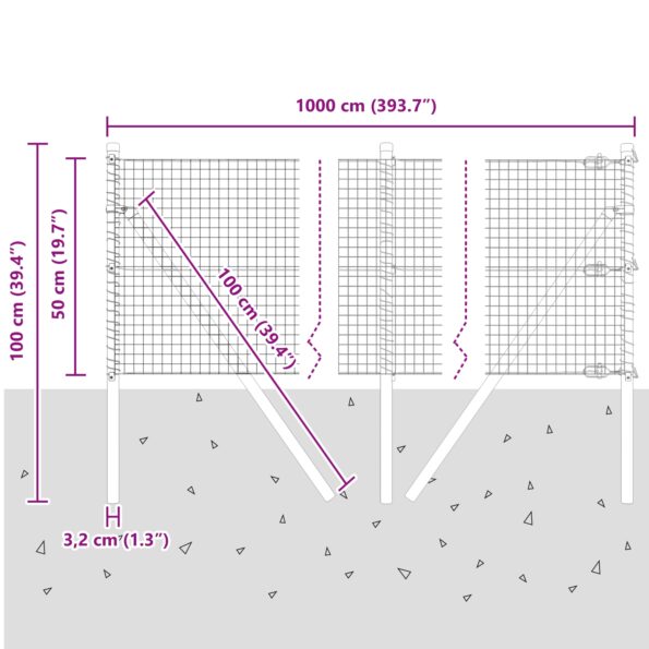 3351681_12.jpg vidaXL Zelená kovová sada stĺpov na plot Sada 2 Zelená Kov 10 x 0.5 m – Obrázok 12
