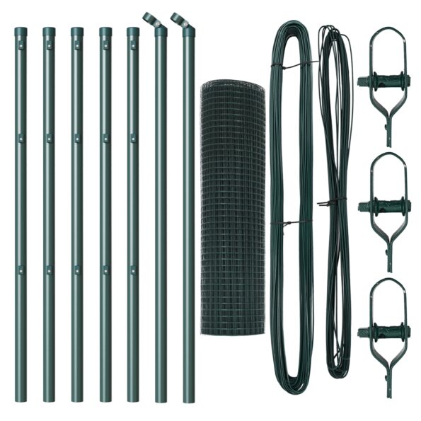 vidaXL zváraný drôtový plot s 7 stĺpmi zelený 0,8x10 m oceľ – Obrázok 4