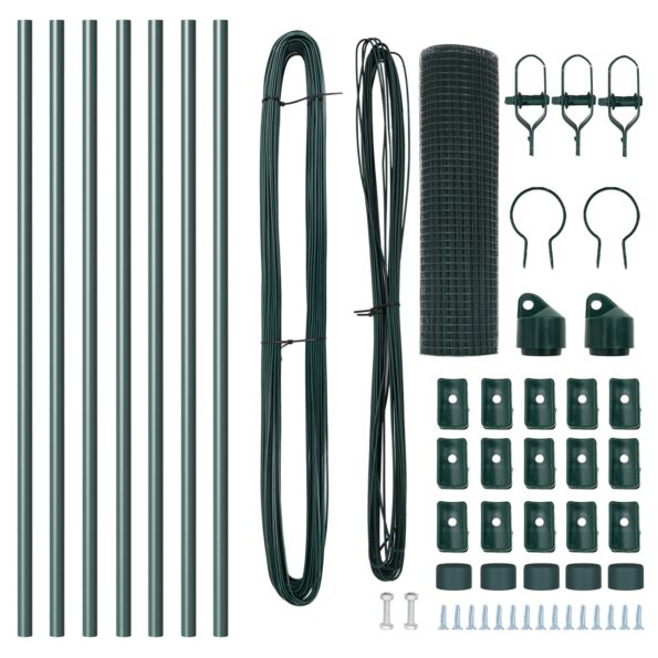 vidaXL zváraný drôtový plot s 7 stĺpmi zelený 0,8x10 m oceľ – Obrázok 5