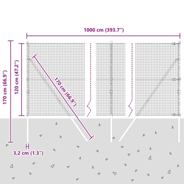 vidaXL Zelené zvárané drôtové oplotenie so 7 stĺpikmi 1.2x10 m Oceľ – Obrázok 12