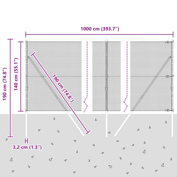 vidaXL varené drôtené oplotenie so 7 stĺpmi zelené 1.4x10 m oceľ – Obrázok 12