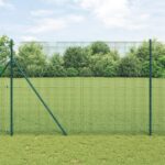 vidaXL Zváraná drôtená ohrada s 7 stĺpikmi Zelená 1,6x10 m Oceľ