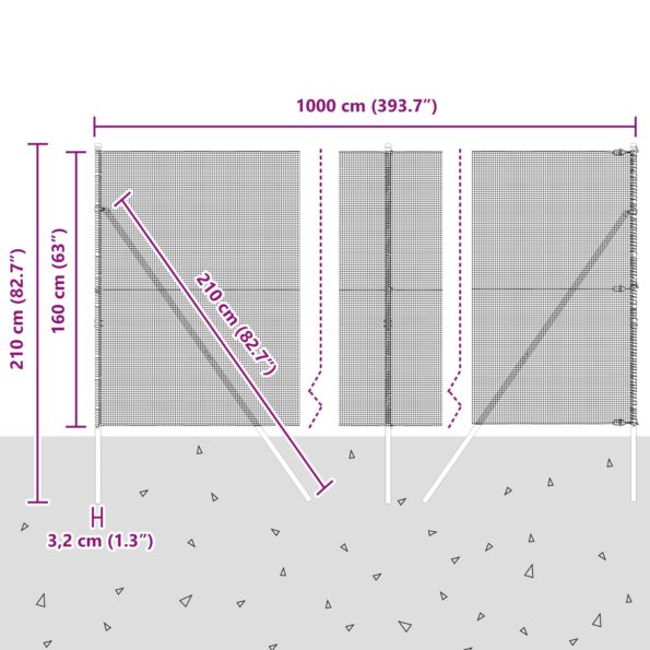 3351706_12.jpg vidaXL Zváraná drôtená ohrada s 7 stĺpikmi Zelená 1,6x10 m Oceľ – Obrázok 12