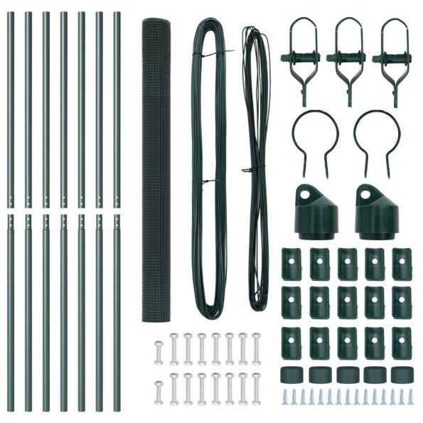 3351706_5.jpg vidaXL Zváraná drôtená ohrada s 7 stĺpikmi Zelená 1,6x10 m Oceľ – Obrázok 5