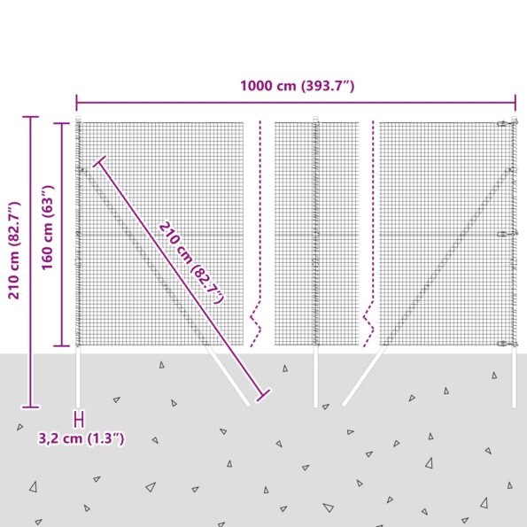 3351708_12.jpg vidaXL Zvarené drôtené pletivo so 7 stĺpikmi zelené 1.6x10 m oceľ – Obrázok 12