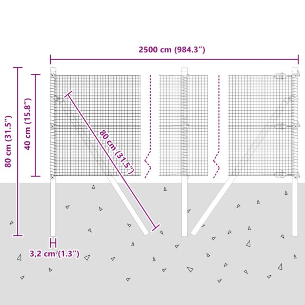 vidaXL zváraný drôtený plot s 13 stĺpmi Zelený 0.4x25 m Oceľ – Obrázok 12