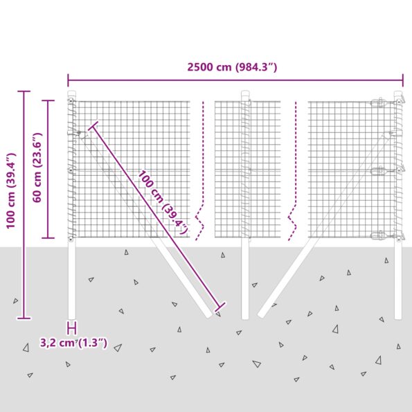 vidaXL Zelený zváraný drôtený plot s 13 stĺpikmi 0.6x25 m – Obrázok 12