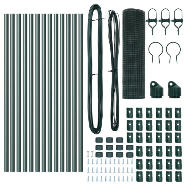 vidaXL Zelený zváraný drôtený plot s 13 stĺpikmi 0.6x25 m – Obrázok 5
