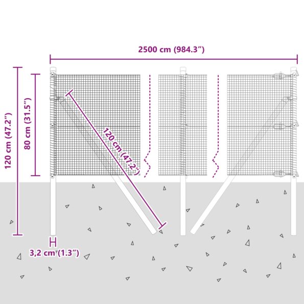 3351721_12.jpg vidaXL zvárané drôtené oplotenie s 13 stĺpmi Zelené 0.8x25 m Oceľ – Obrázok 12