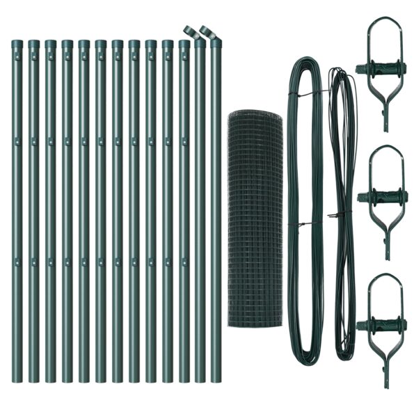 3351721_4.jpg vidaXL zvárané drôtené oplotenie s 13 stĺpmi Zelené 0.8x25 m Oceľ – Obrázok 4