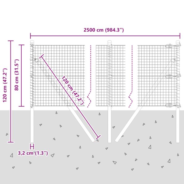 vidaXL Zváraný drôtený plot s 13 stĺpikmi Zelený 0.8x25 m Oceľ – Obrázok 12