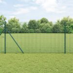 vidaXL Zvarované drôtové pletivo s 13 stĺpikmi Zelené 1,2x25 m Ocelové